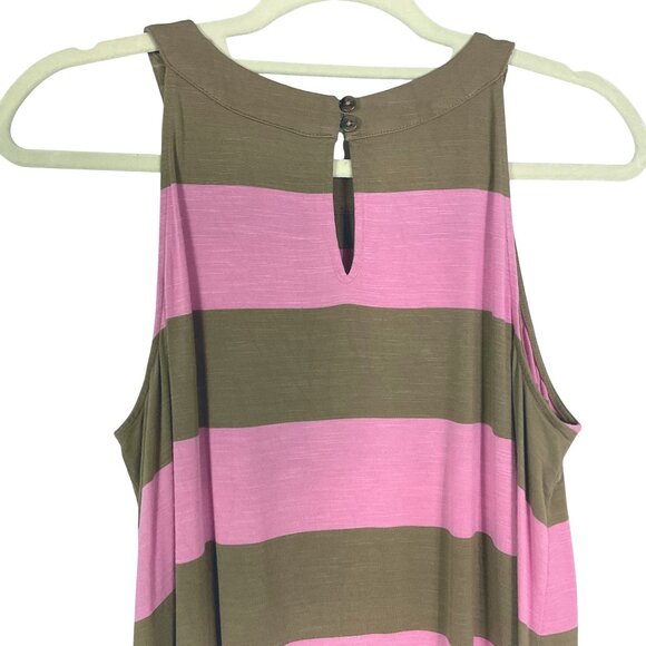 J. Jill Women's Pink Brown Wide Stripe Sleeveless Tank Top, Medium, Rayon/Spande - Picture 8 of 13